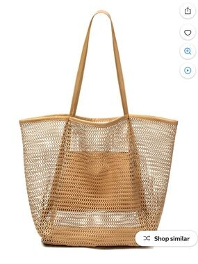 Mesh Tote Bag in Tan - Lightweight Everyday Carry Beach Bag